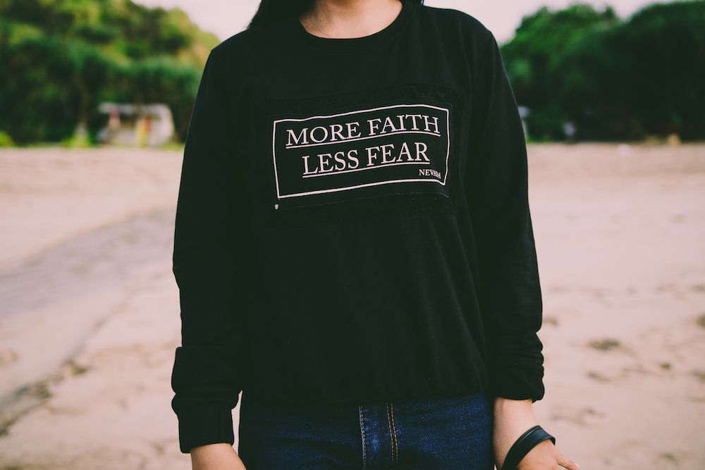 Canva - More Faith Less Fear White Sweater